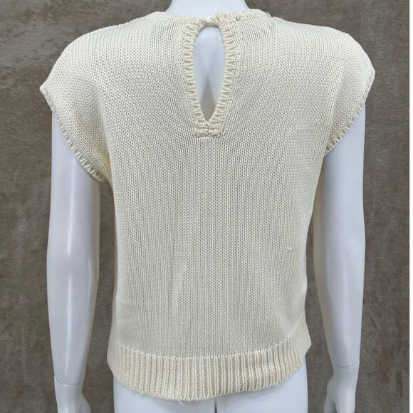 Jimmy Garcia Sweater Womens Small‎ Knit Cream Floral Hand Loomed Cottage Artsy - Picture 5 of 12